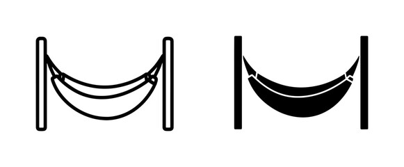Hammock Icons, Relaxing Outdoor Furniture, Leisure and Travel Symbols, Vector Graphics for Recreation and Vacation Themes © AbirHossen
