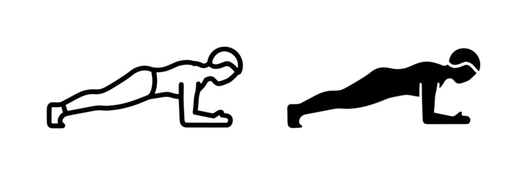 Plank Exercise Icons, Fitness Silhouette, Core Strength Training, Workout Poses, Health and Wellness Vector Graphics