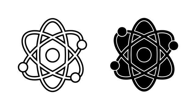 Atomic Structure Icons, Science Symbol Vector Graphics, Chemistry Nucleus Illustration, Molecular Model Art