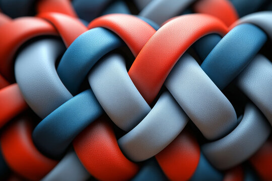Red and blue interwoven ribbon