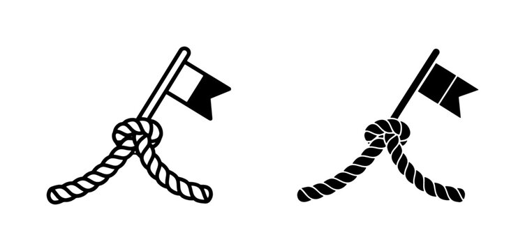 Nautical Signal Flag and Rope Knot Vector Icons, Maritime Navigation Symbols, Marine Communication and Security Elements