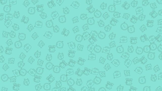 Seamless turquoise doodle icon background filled with hand drawn technology and lifestyle symbols, ideal for website headers, motion loops and branding