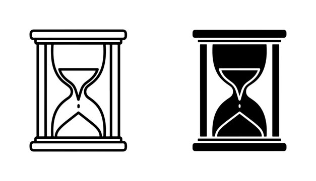 Hourglass Icons Set, Sand Timer Vector Graphics, Classic Time Measurement Symbols, Vintage Chronometer Illustration, Two Styles