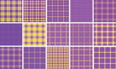 Fototapeta premium Plaid pattern set created for independent ateliers and custom fashion lines. Seamless vectors perfect for garments, scarves, accessories, and digital mockups.