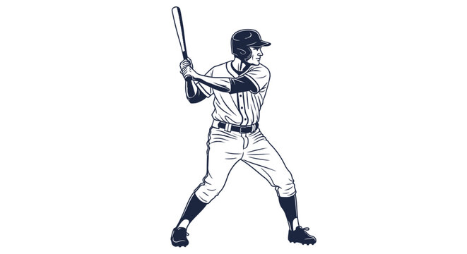 A baseball player is poised to swing his bat in a ready stance