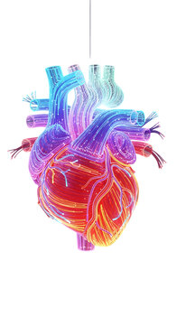 Glowing Digital Heart Anatomy Representation