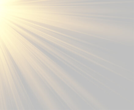 Morning sunrays through window on empty workspace in dark modern office