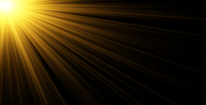 Golden light rays with dust particles streaming through window in a dark space