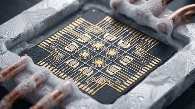 Quantum Computer Processor Chip with Superconducting Qubits in Cryogenic Cooling System