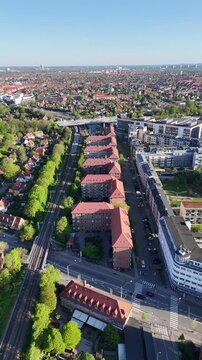Aerial view of residential area at H. Schneekloths Vej 13 in Copenhagen, Denmark