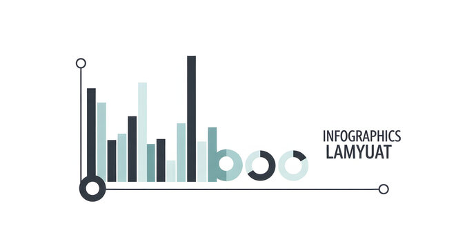 Abstract bar graph infographic with data visualization on a transparent background