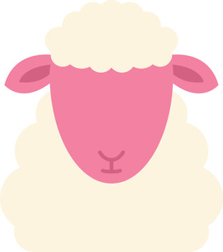 Cute sheep head cartoon icon and symbol representing livestock farming
