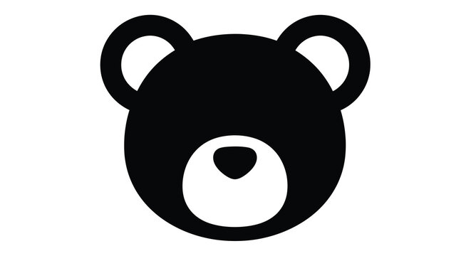 Simple black bear head illustration with a minimalist flat design silhouette