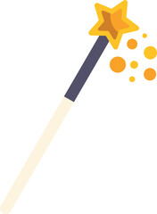 Fototapeta premium Bright golden magic wand with star tip creating sparkling fantasy dust effect