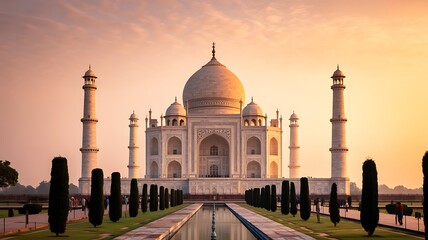 Naklejka premium taj mahal at sunset agra