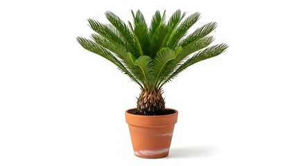 Obraz premium Elegant Cycas Revoluta Plant in a Terracotta Pot.