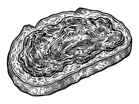 An engraved illustration vector of food with detailed key visuals, prioritizing detail and cohesive