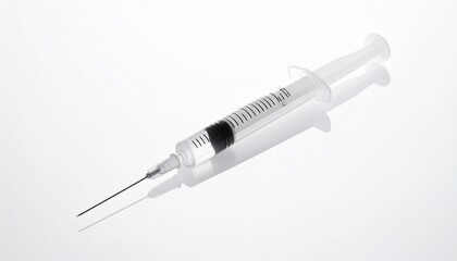 Fototapeta premium Medical syringe with needle on white background for healthcare and medicine concepts