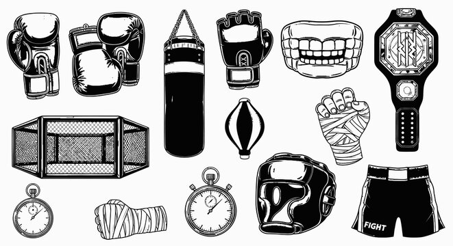 Professional Boxing and MMA Training Gear Vector Set