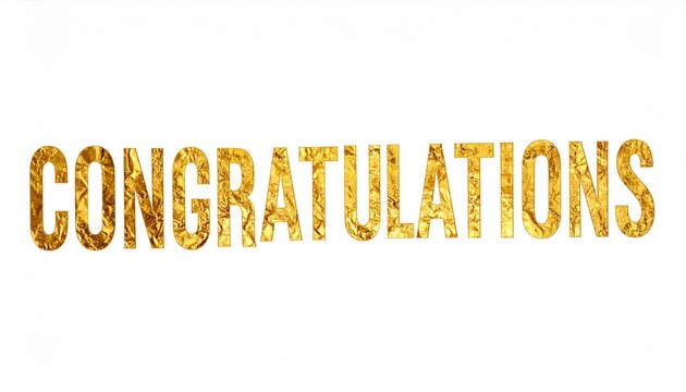 Golden congratulations message with glittery text on white background for graduation celebration