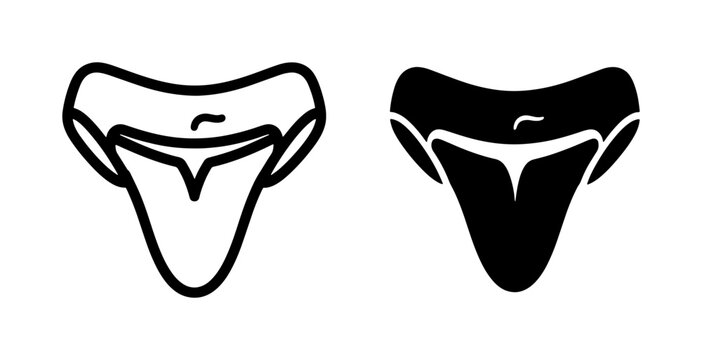 Shark Tooth Icons, Marine Predator Teeth Vector Graphics, Ocean Wildlife Symbols, Black and White Aquatic Animal Teeth