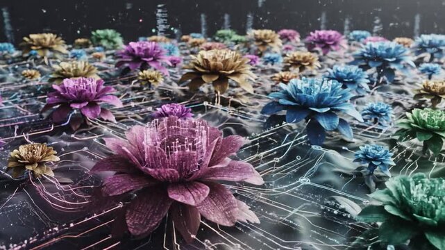 Open Source Code Digital Flowers Blooming