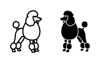 Fototapeta premium Poodle Dog Icons, Black and White Silhouettes, Vector Graphics for Pet Lovers and Grooming Businesses