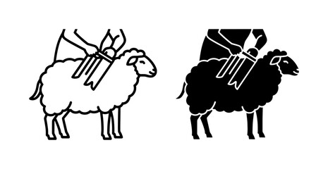 Sheep Shearing Icon Set, Livestock Farming Symbol, Wool Production Graphic, Agricultural Process Vector Art © Maruf