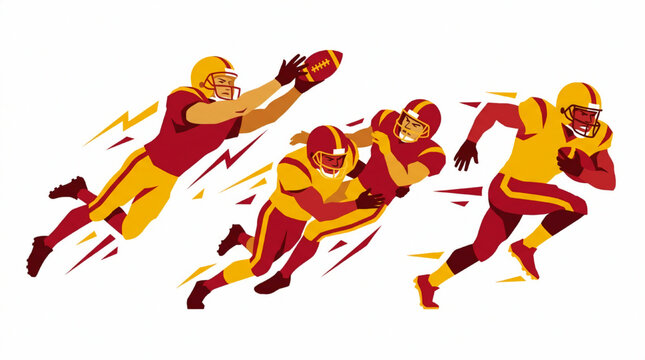 American Football Players in Action During a Game.
