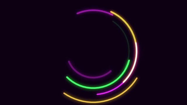Neon glowing abstract light trails swirl hypnotic motion