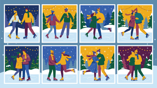 Group of People Engaging in Winter Activities Outdoors.
