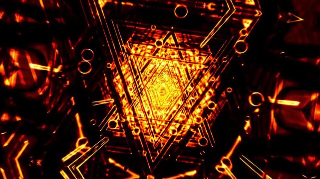 Amber Energy Core Tunnel Reactor Futuristic Cyber VJ Loop 4K Seamless
