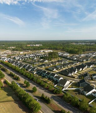 Aerial view of a new housing development in Wendell , in Eastern Wake County, North Carolina, a fast growing suburb of Raleigh