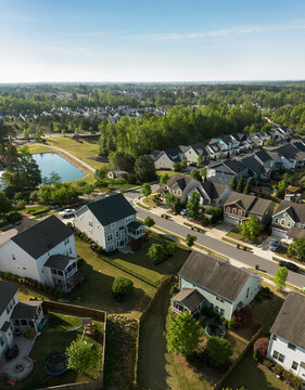Aerial view of a new housing development in Wendell , North Carolina, a fast growing suburb of Raleigh
