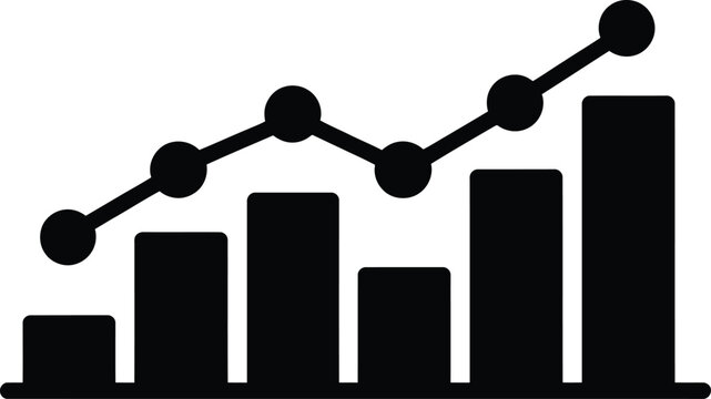 Line and bar graph depicting growth and fluctuations in data over time