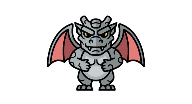 Cartoon gargoyle with wings isolated on white background vector illustration