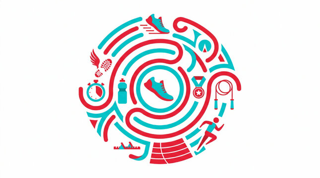 Abstract circular infographic design for running and fitness sports