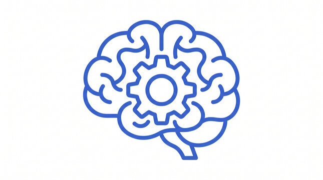 minimalist brain gear icon vector illustration for technology