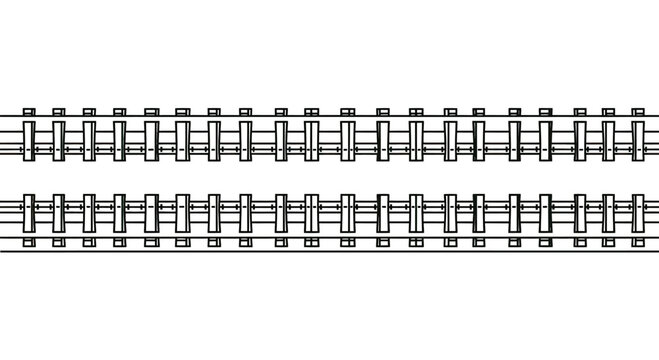 Two parallel rows of simple, hand-drawn train tracks, viewed from above