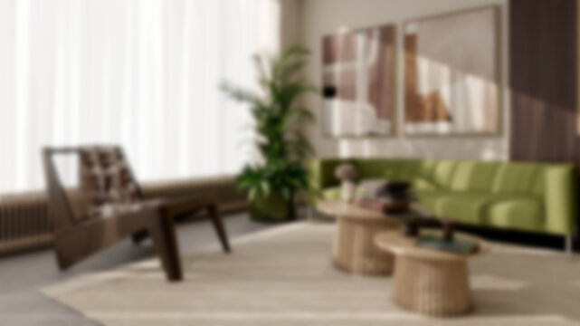 Blurred abstract interior background with natural sunlight and artificial lights