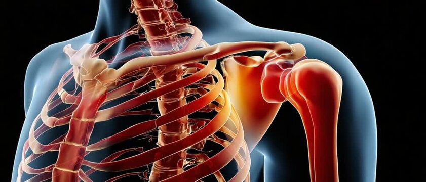 Anatomical Shoulder Illustration: A detailed, medical illustration showcases the intricate structure of a shoulder, providing an educational and informative view of human anatomy.