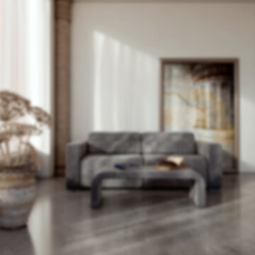 Blurred abstract interior background with natural sunlight and artificial lights