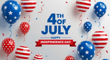 Fototapeta premium Festive Fourth of July Celebration Background with Patriotic Balloons and Confetti