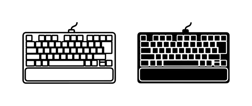 Computer Keyboard Icons, Black and White Vector Graphics for Digital Input Devices, Technology and Office Work