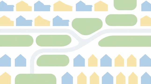 Abstract flat illustration of a suburban neighborhood layout