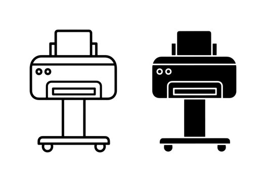 Large Format Printer Icons, Vector Set, Printing Machine Graphics, Office Equipment, Digital Output Devices
