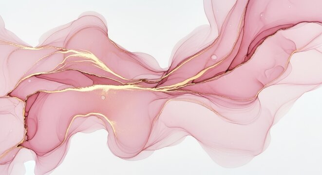 Soft pink and gold abstract flowing liquid art background with fluid background ink background color background