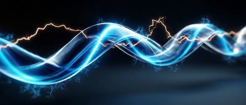 Electric Energy: A mesmerizing visual representing the power and flow of electric energy, with luminous blue waves and vibrant bursts of light creating an impactful and dynamic representation.