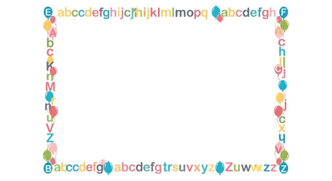 Alphabet Border with Balloons - Education, Celebration, Fun Frame