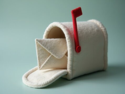 Felt mailbox with envelope, showing mail communication concept